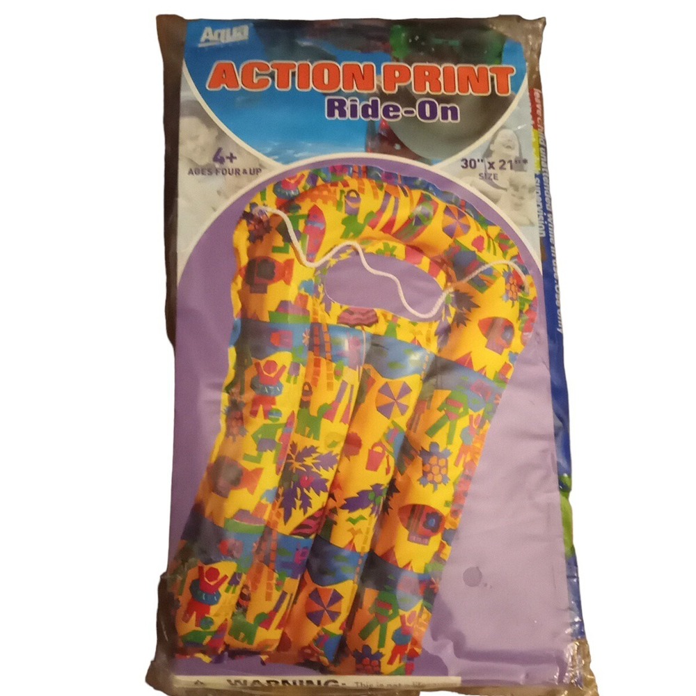 Aqua Leisure Inflatable Pool Toy Float Water Pool 30"x21" Action Print Age 4+